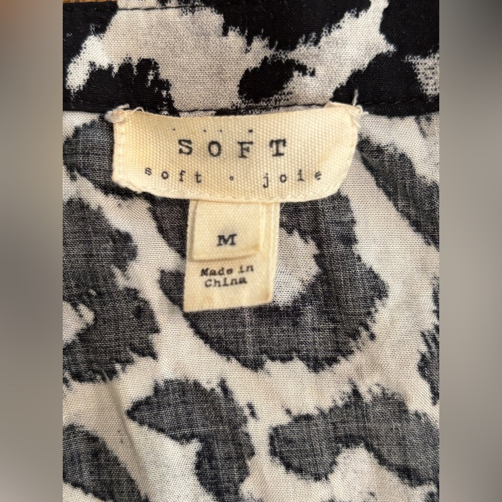 Soft Joie Black and White Animal Print Long Sleeve Blouse - Picture 4 of 5